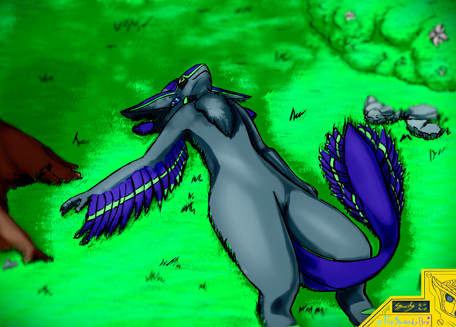 Artwork of Eija lying under a tree, done by TheSpeedyBre at twitter.com